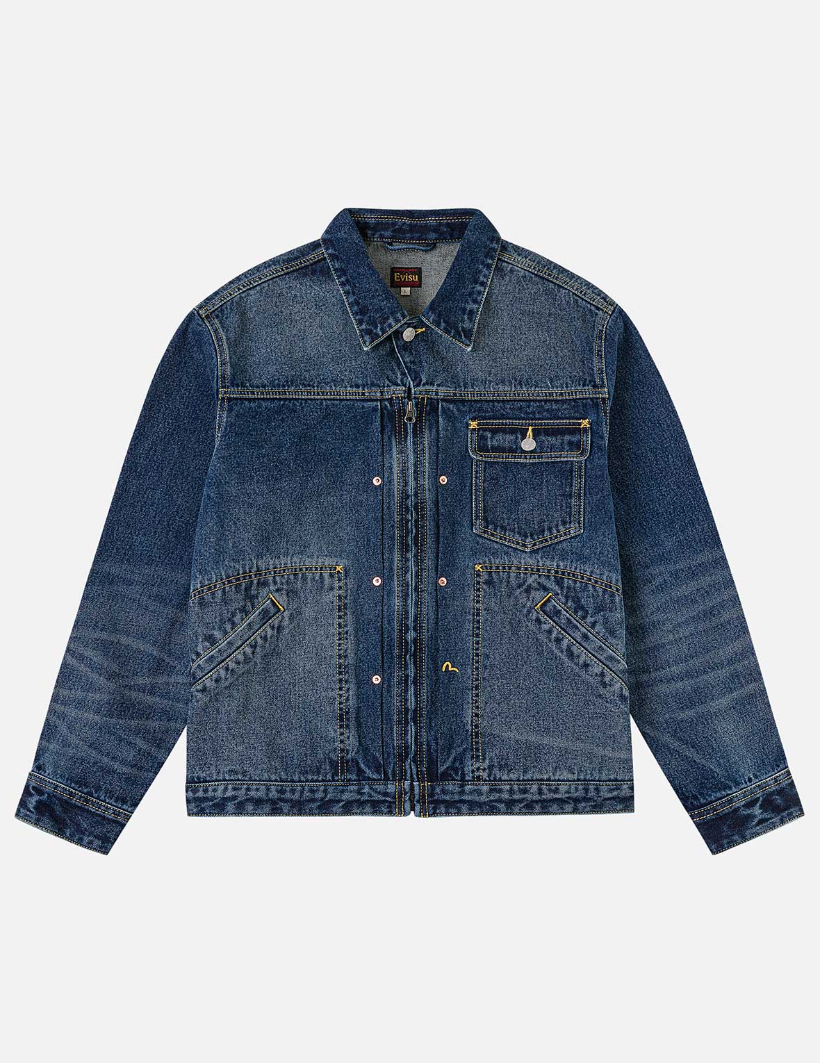 Sand Washed Crocodile Print Denim Jacket