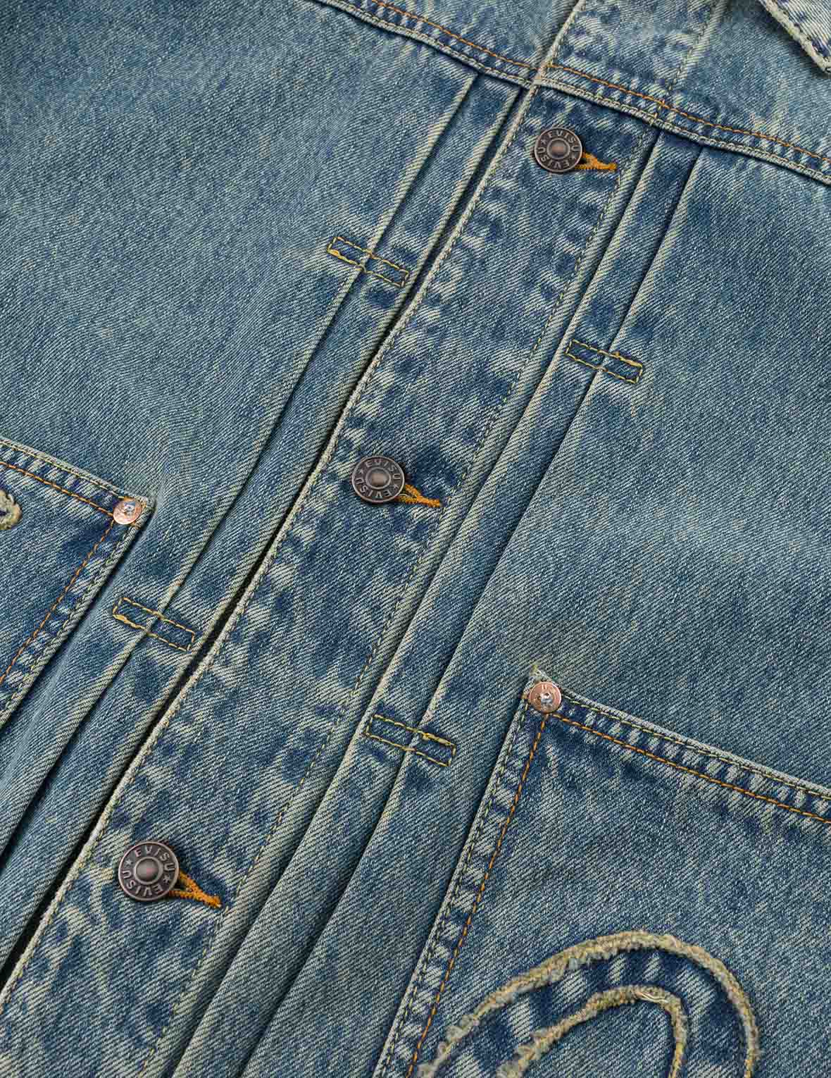EVISU X F-LAGSTUF-F Shuga and Seagull Embroidery Relax Fit Denim Jacket
