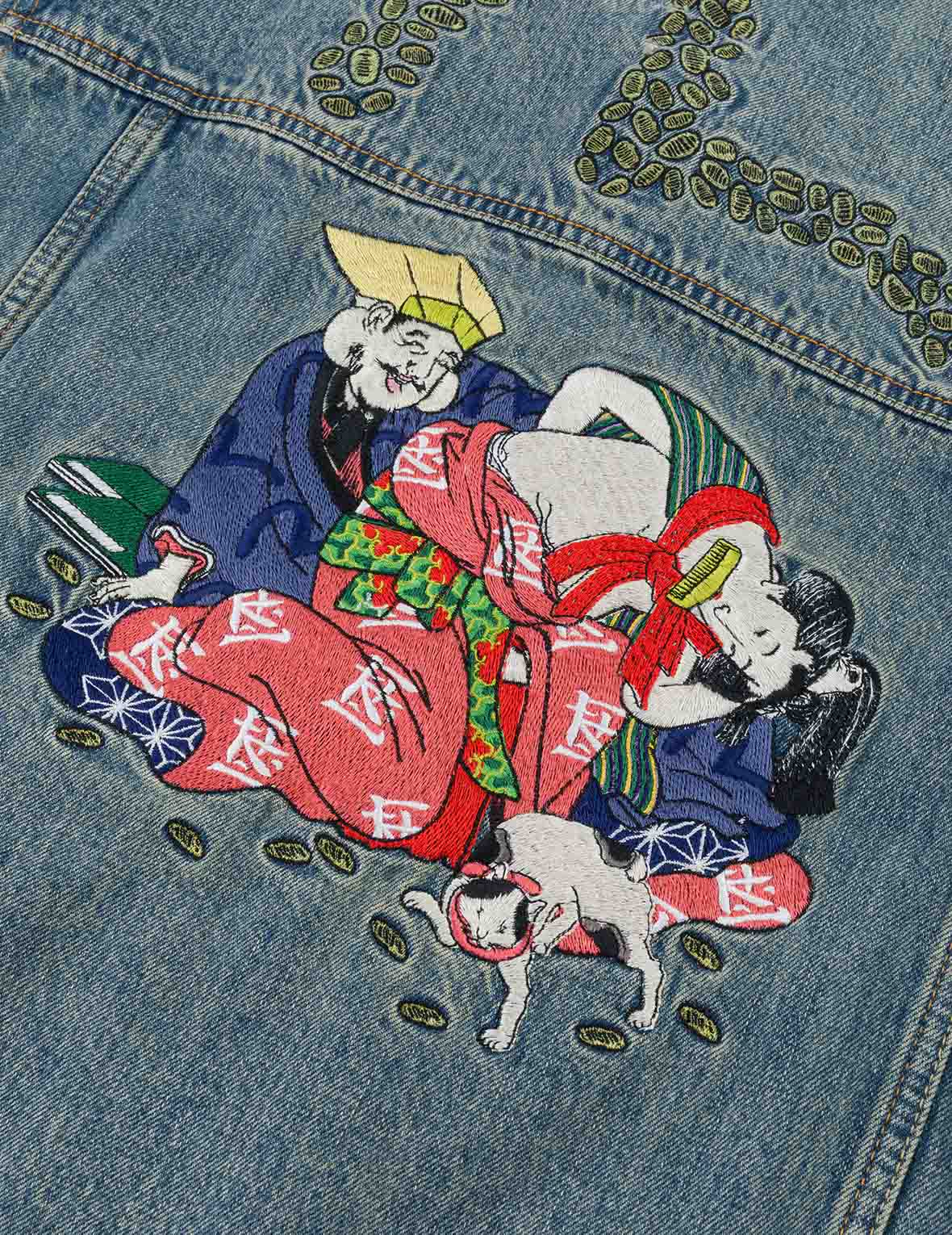 EVISU X F-LAGSTUF-F Shuga and Seagull Embroidery Relax Fit Denim Jacket