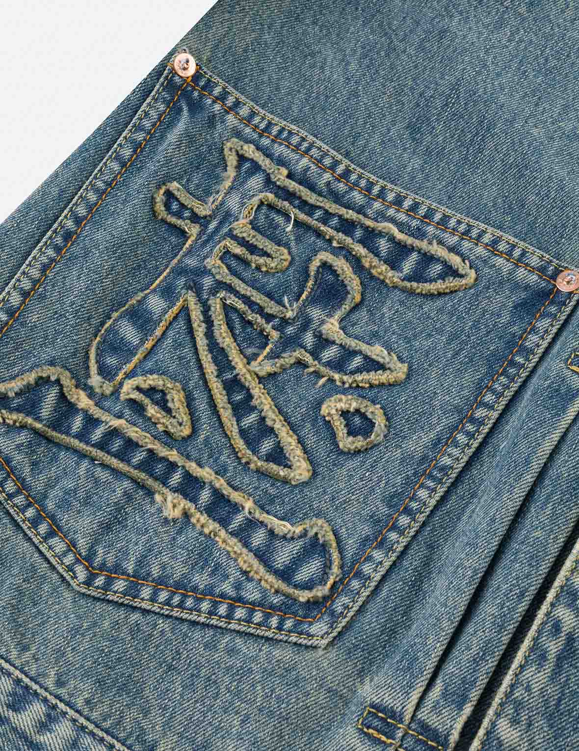 EVISU X F-LAGSTUF-F Shuga and Seagull Embroidery Relax Fit Denim Jacket