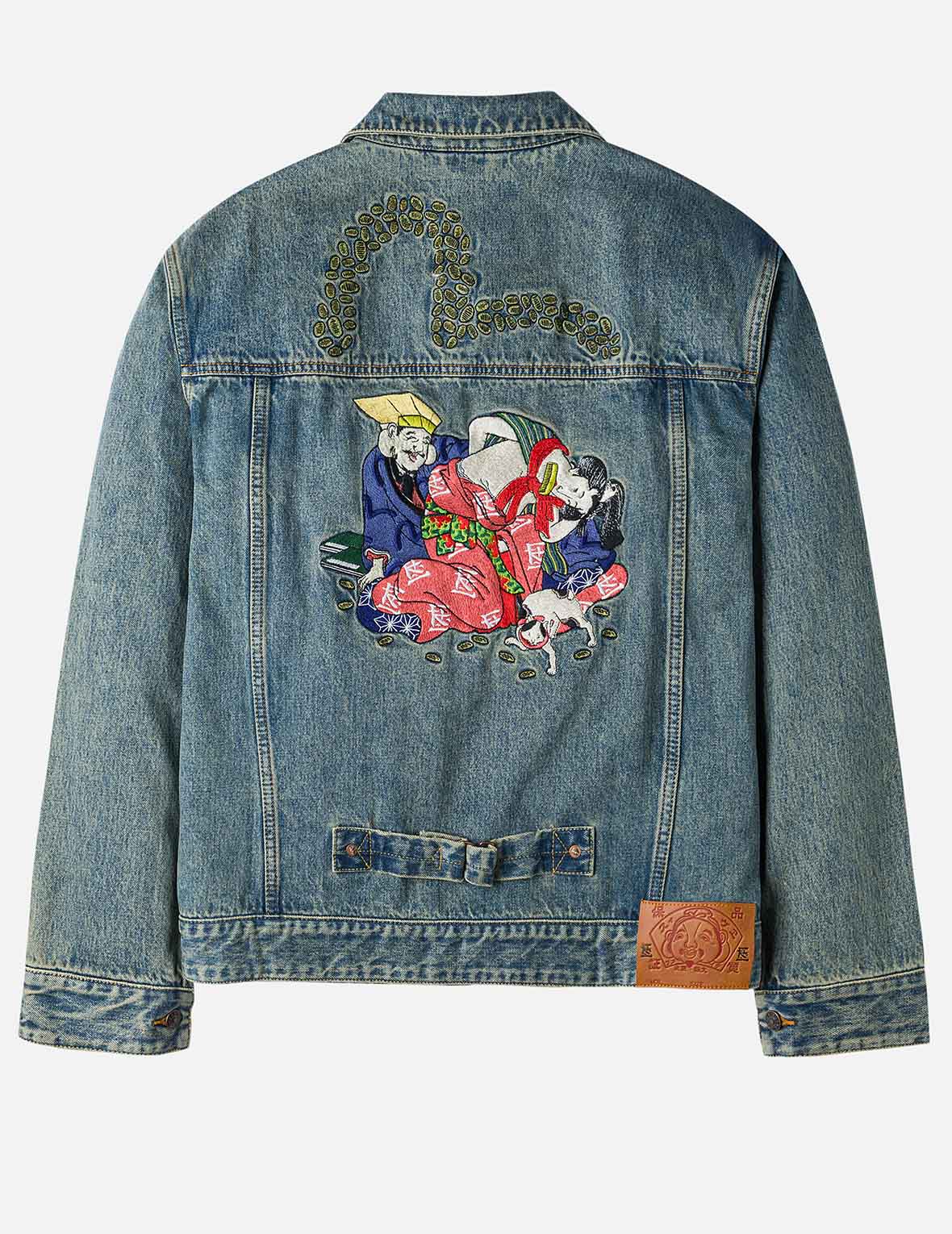 EVISU X F-LAGSTUF-F Shuga and Seagull Embroidery Relax Fit Denim Jacket