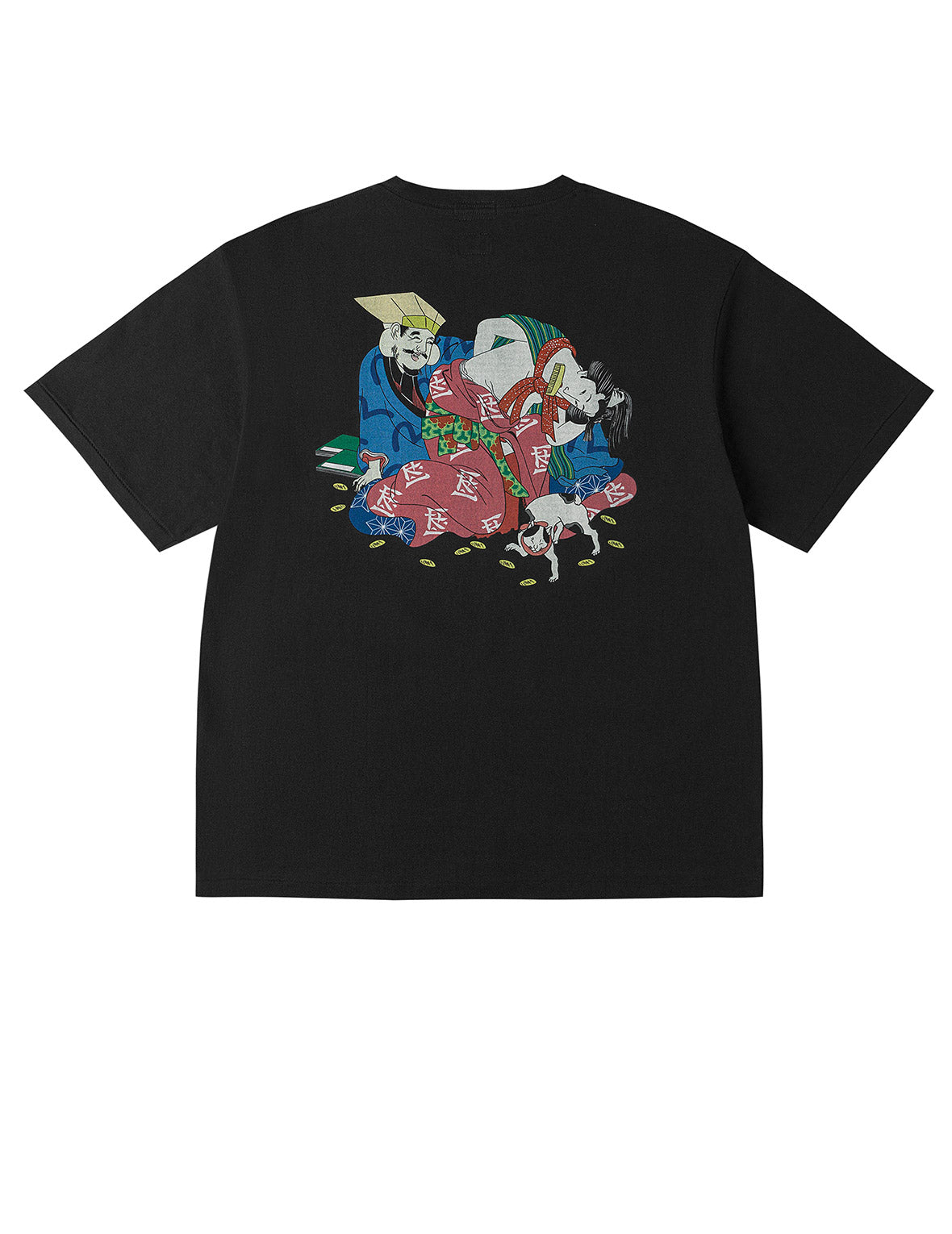 EVISU X F-LAGSTUF-F Shuga and Koban Coin Seagull Print Regular Fit T-shirt - Black
