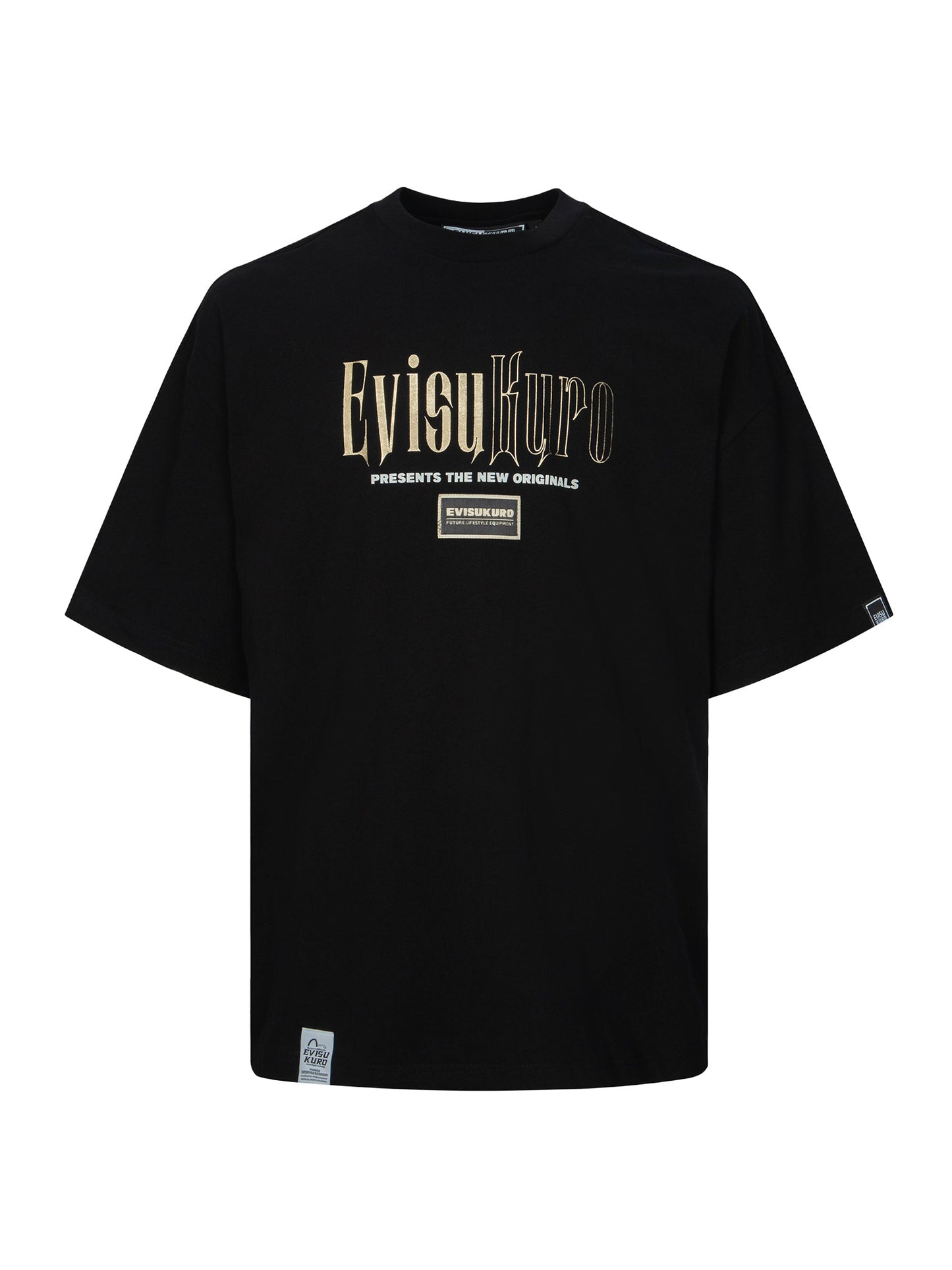 Gold Foil Calligraphy Logo Print Oversized T-shirt