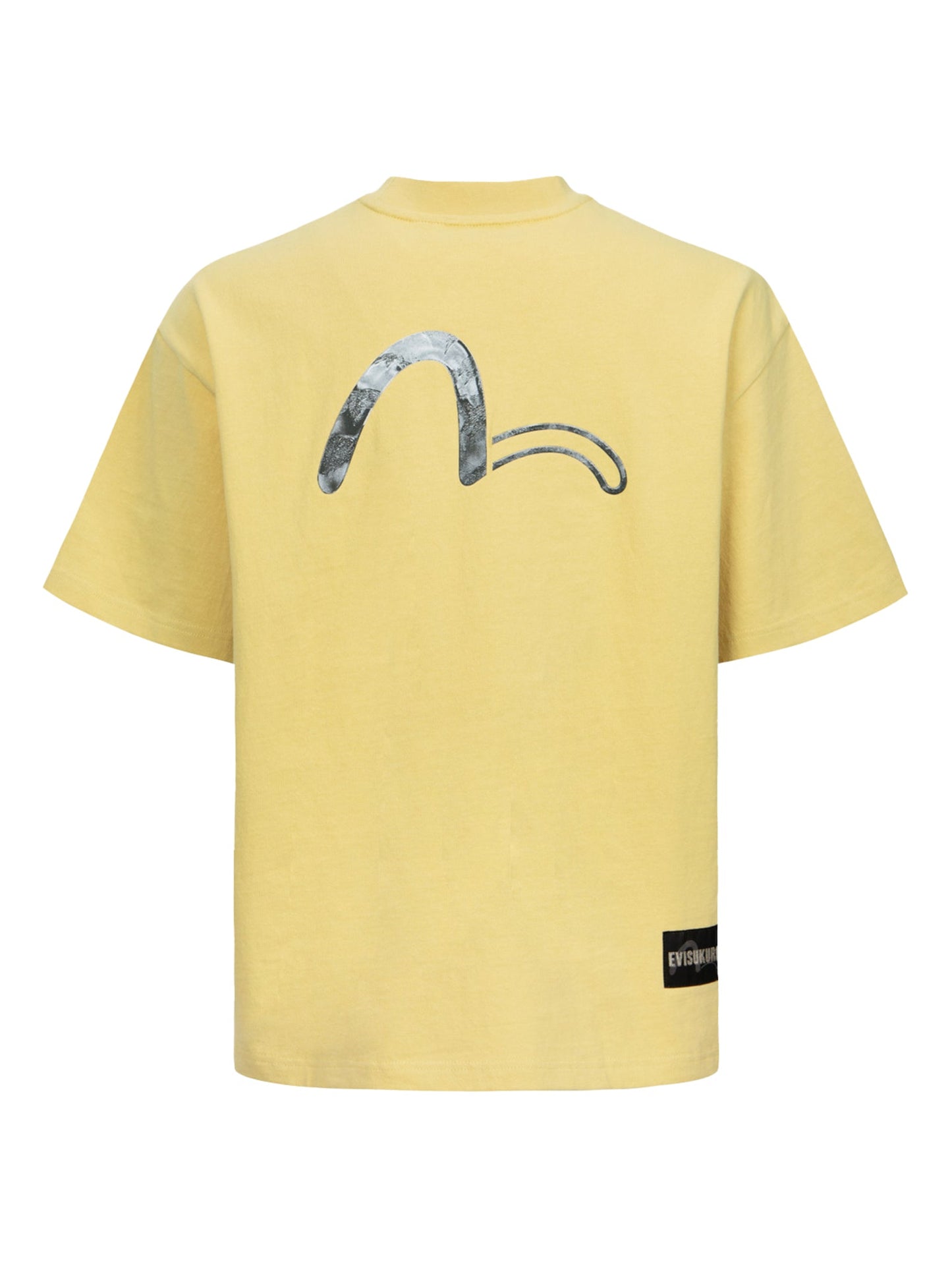Calligraphy Shadow Logo Embroidery and Seagull Print Loose Fit T-shirt