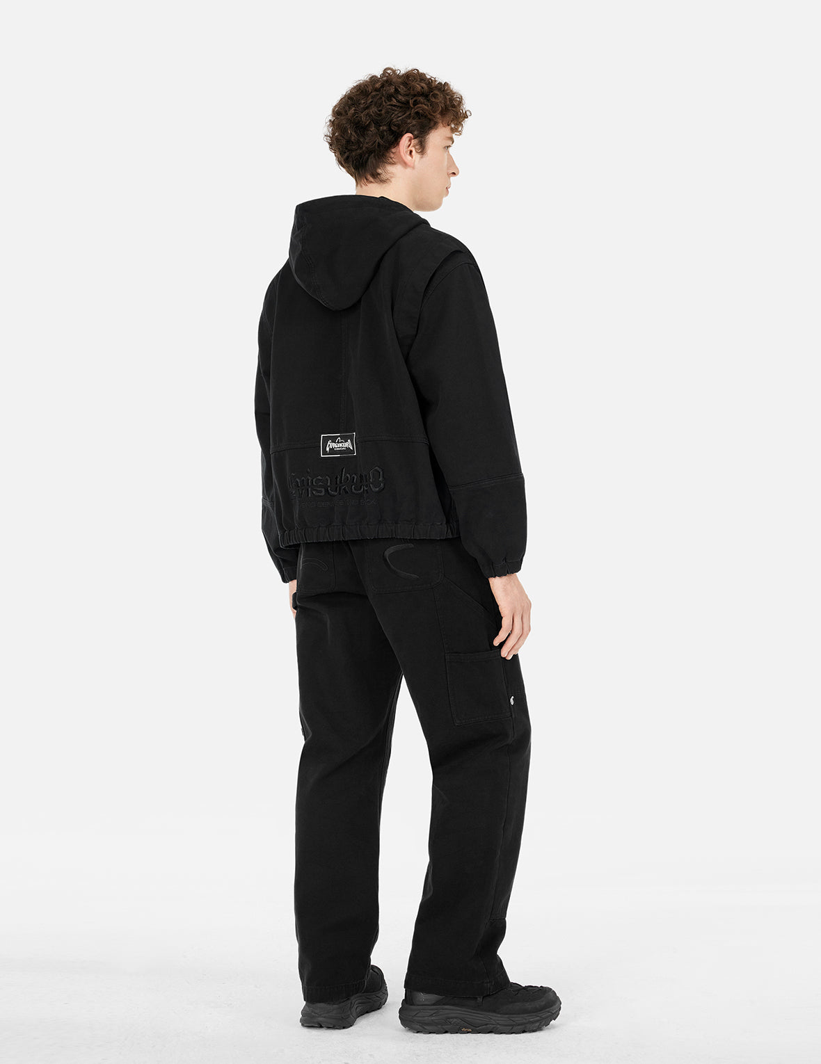 Seagull and Logo Embroidery Loose Fit Cargo Pants