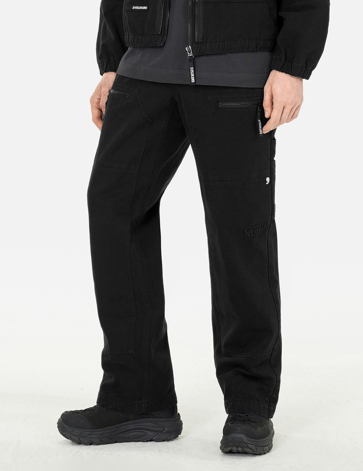 Seagull and Logo Embroidery Loose Fit Cargo Pants