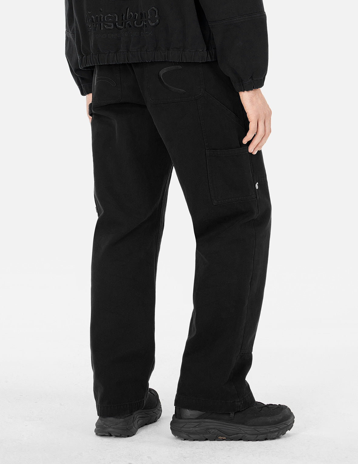 Seagull and Logo Embroidery Loose Fit Cargo Pants