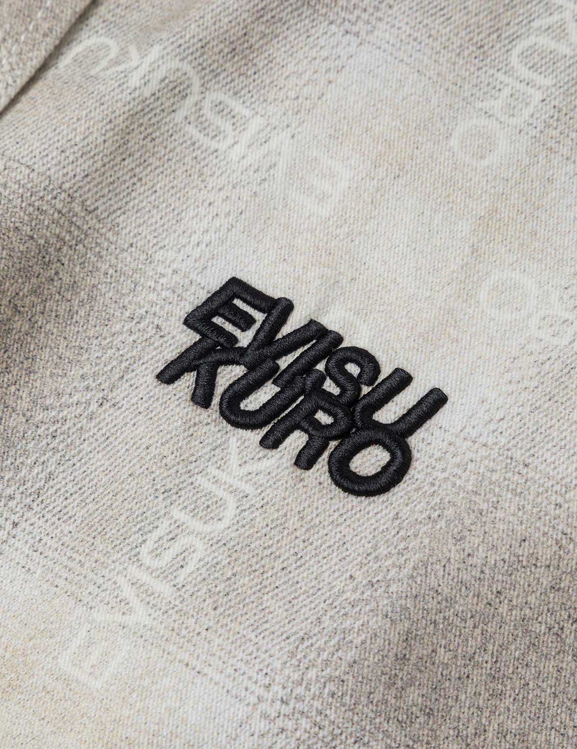 Allover Logo Print Distressed Oversized Check Shirt