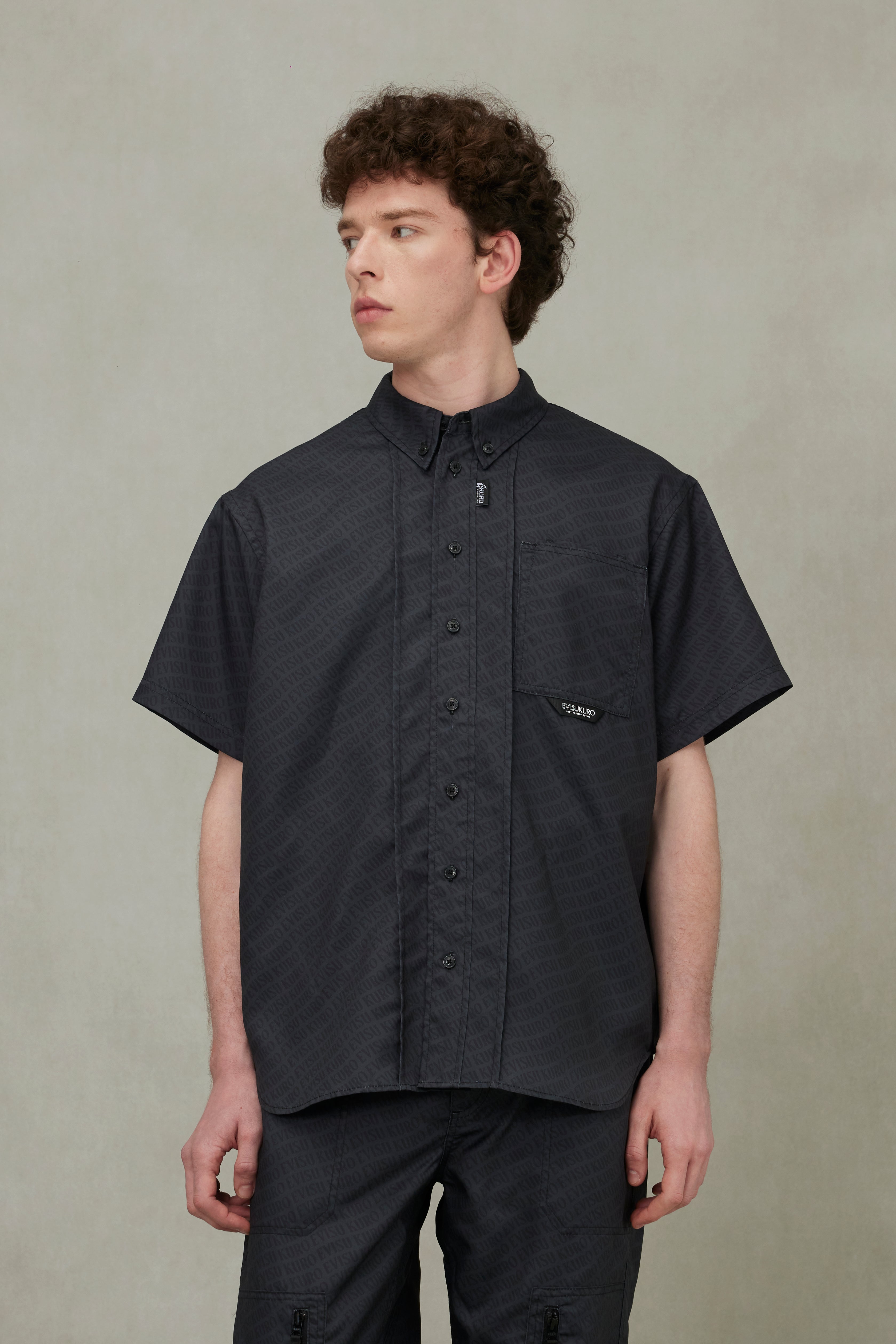 Allover Logo Print Loose Fit Short Sleeves Shirt