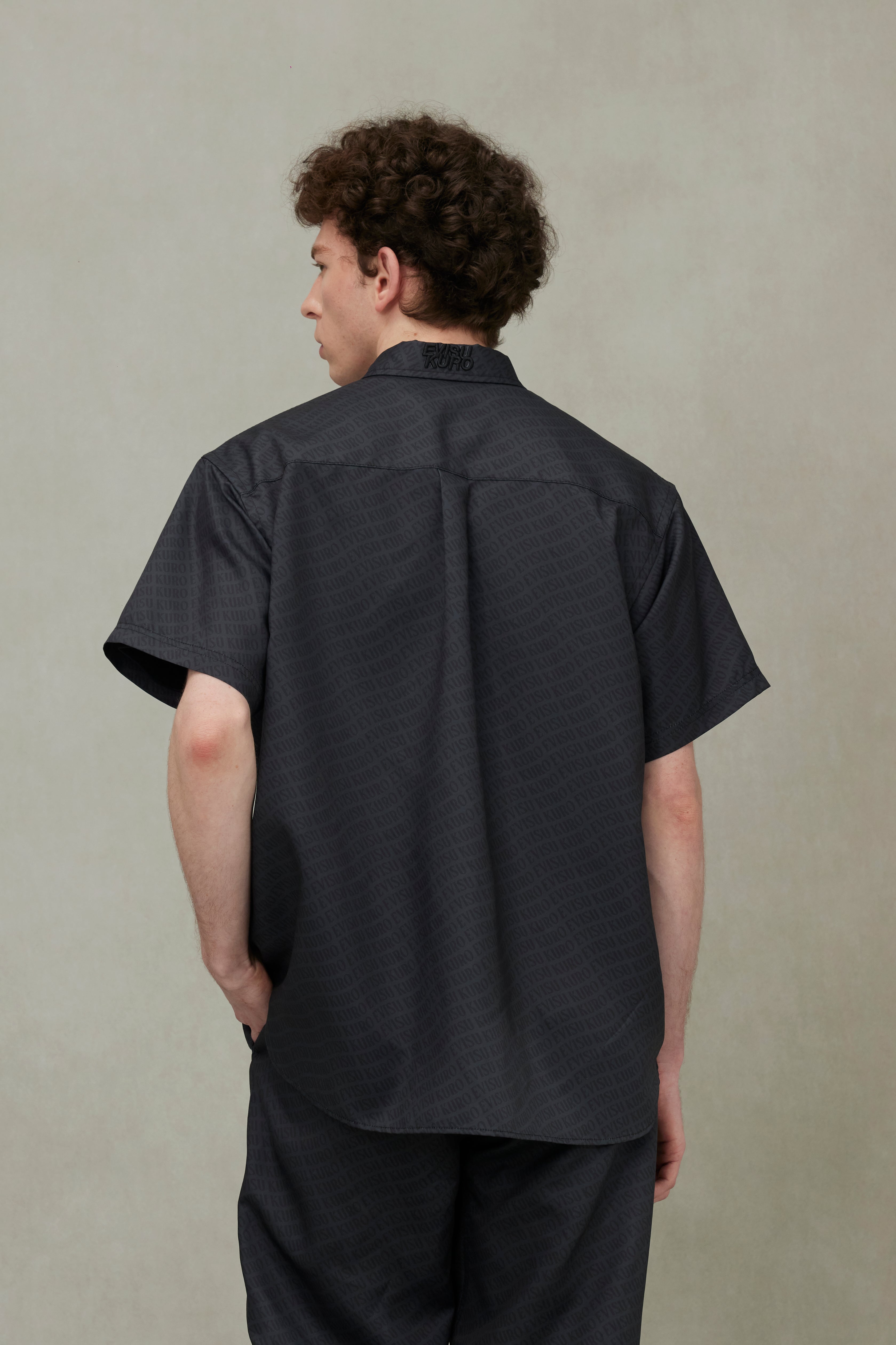 Allover Logo Print Loose Fit Short Sleeves Shirt