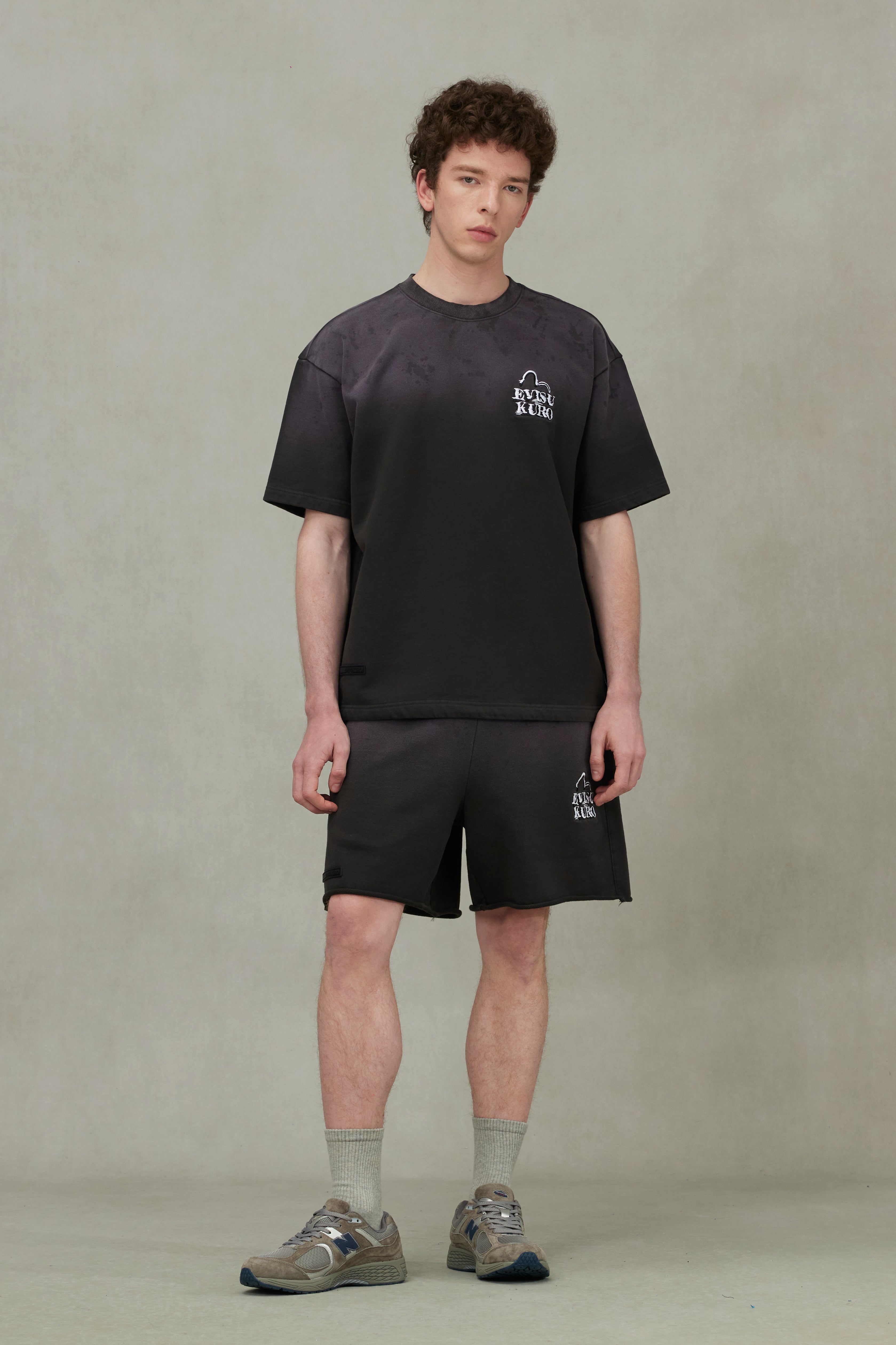 Seagull and Logo Embroidery Relax Fit Rock-Washed Sweatshorts