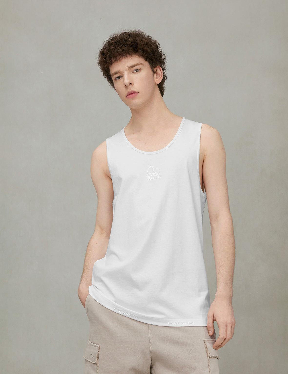 Logo and Seagull Embroidery Relax Fit Tank Top