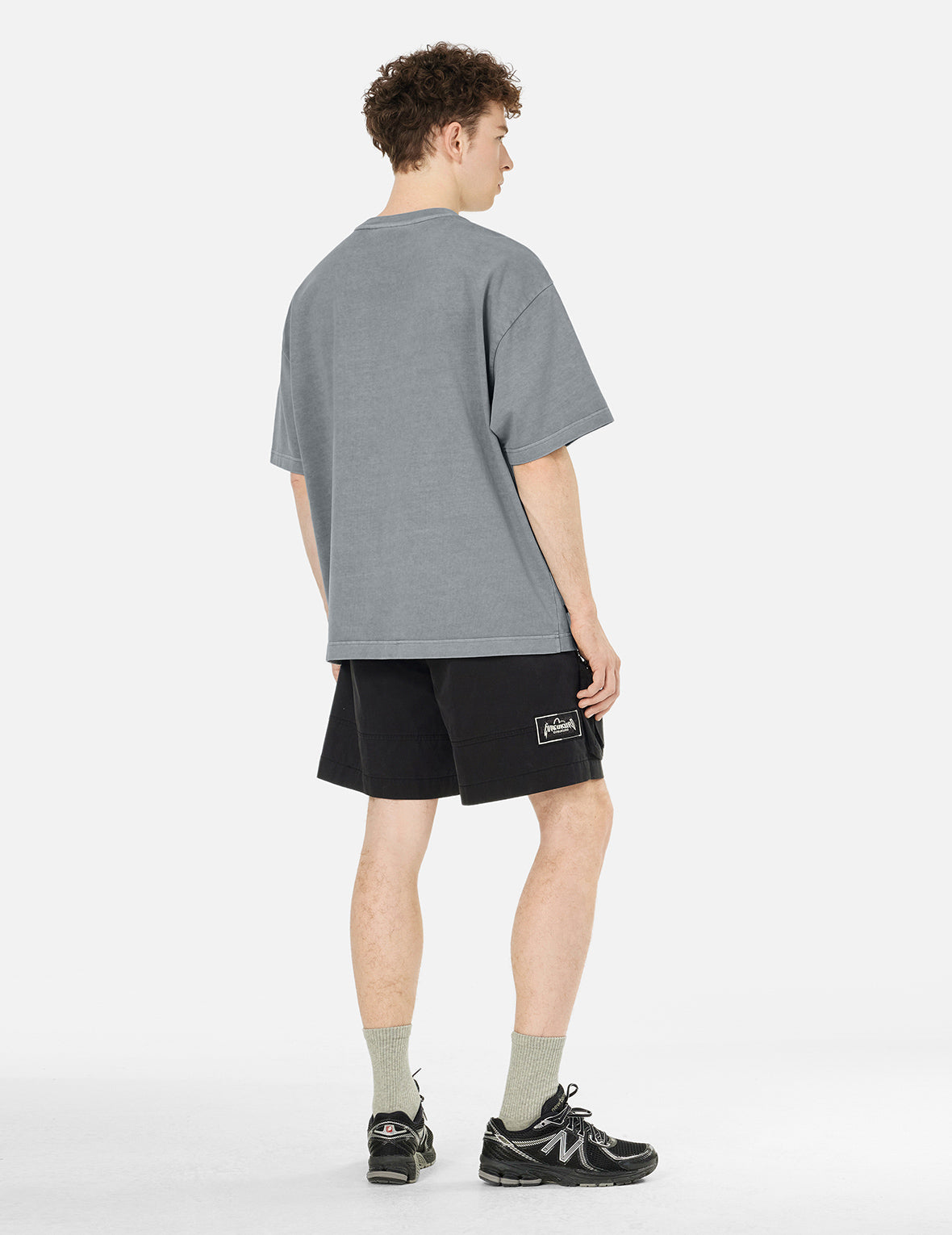 Seagull and Logo Embroidery Oversized Garment Dye T-Shirt