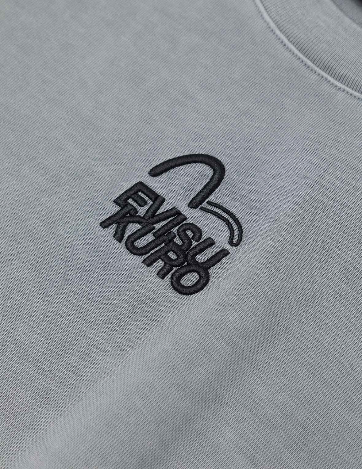 Seagull and Logo Embroidery Oversized Garment Dye T-Shirt