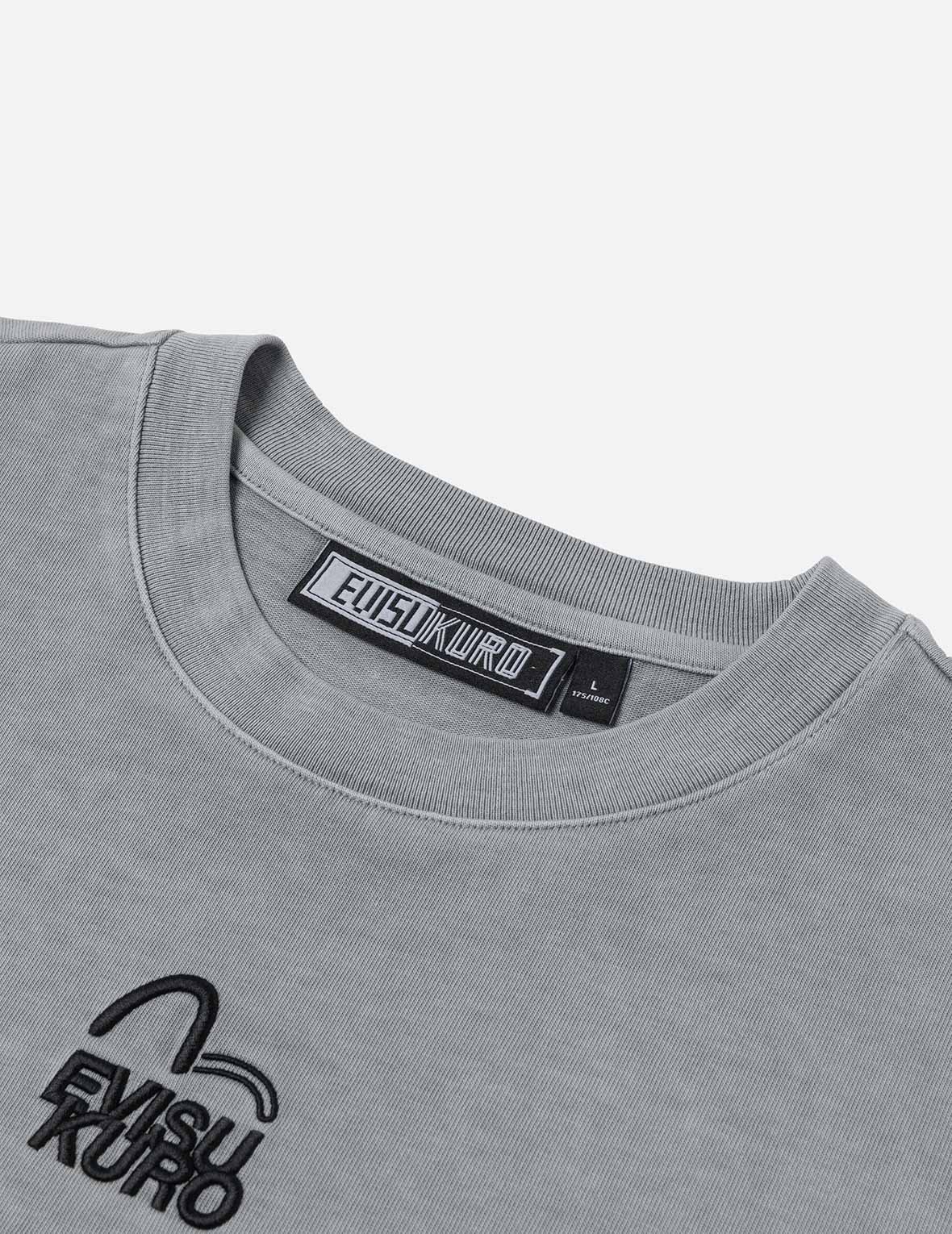 Seagull and Logo Embroidery Oversized Garment Dye T-Shirt