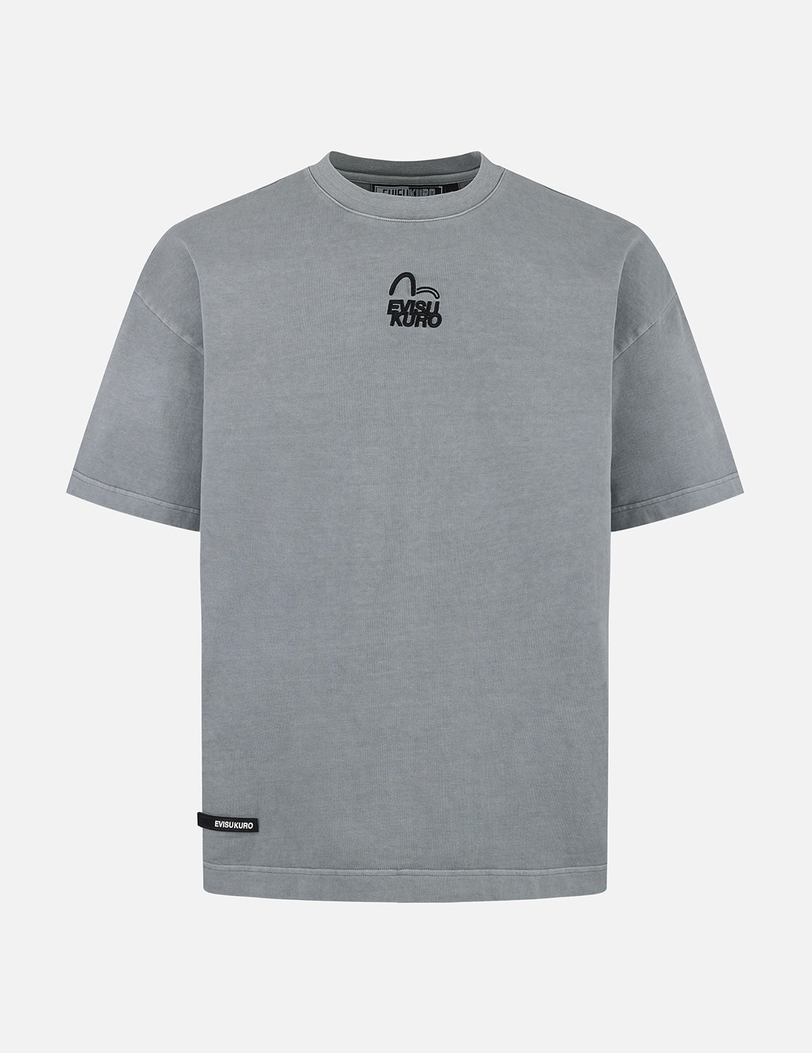 Seagull and Logo Embroidery Oversized Garment Dye T-Shirt