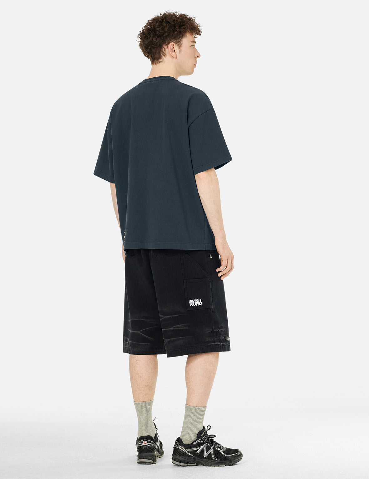 Seagull and Logo Embroidery Oversized Garment Dye T-Shirt