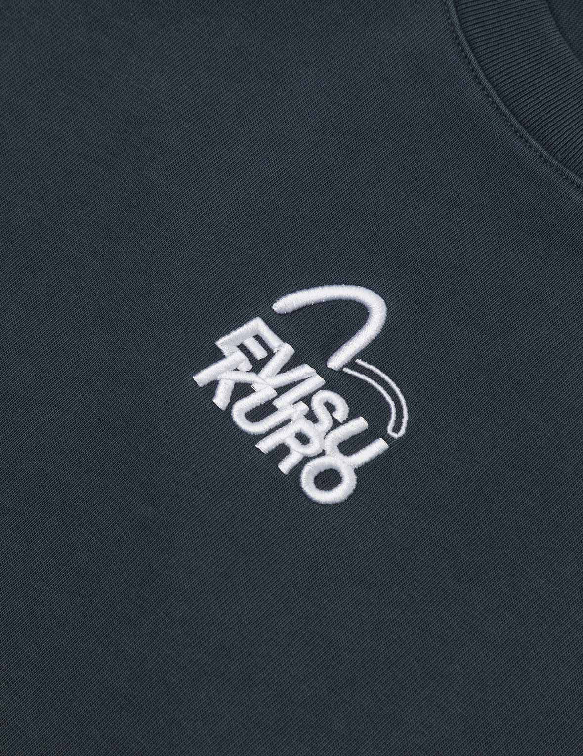 Seagull and Logo Embroidery Oversized Garment Dye T-Shirt