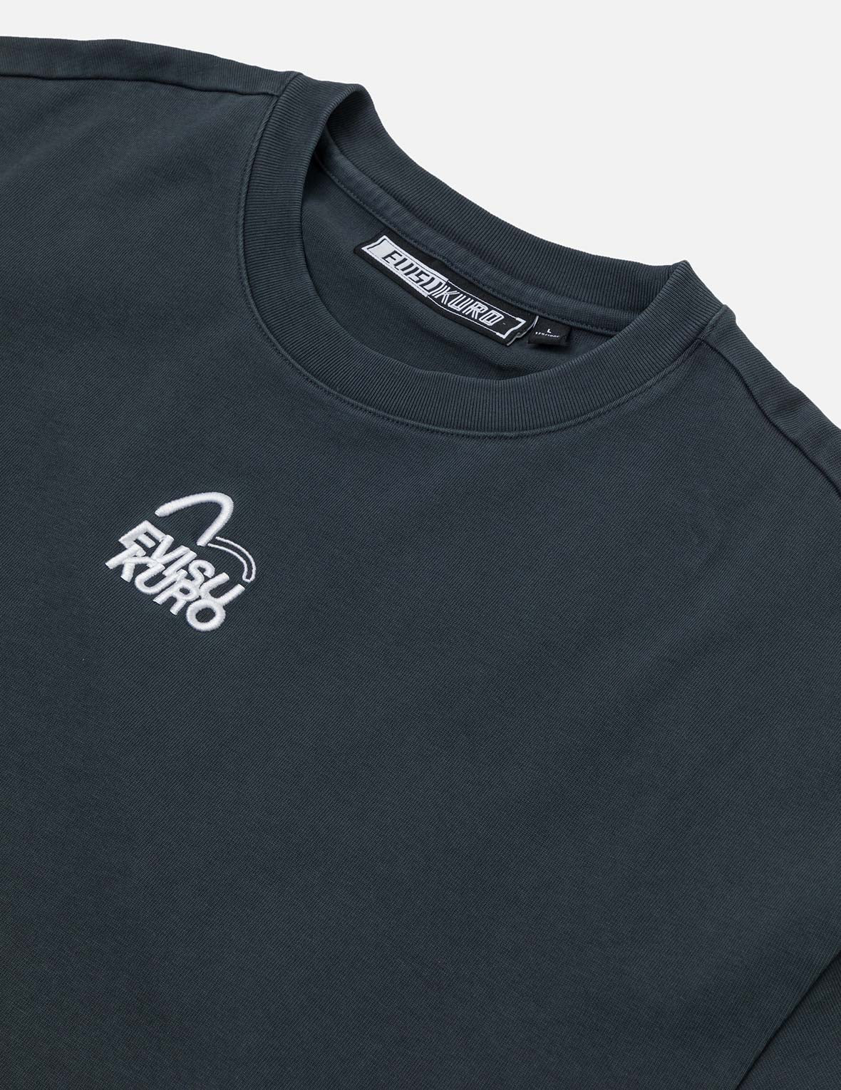 Seagull and Logo Embroidery Oversized Garment Dye T-Shirt