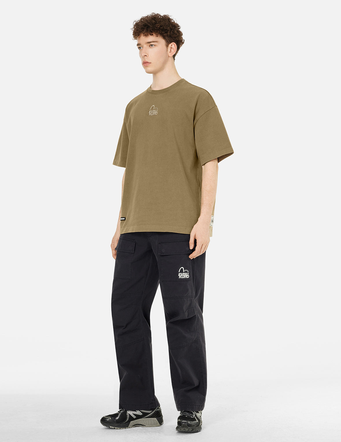 Seagull and Logo Embroidery Oversized Garment Dye T-Shirt