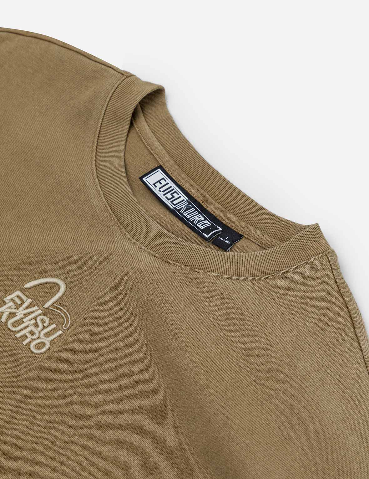 Seagull and Logo Embroidery Oversized Garment Dye T-Shirt