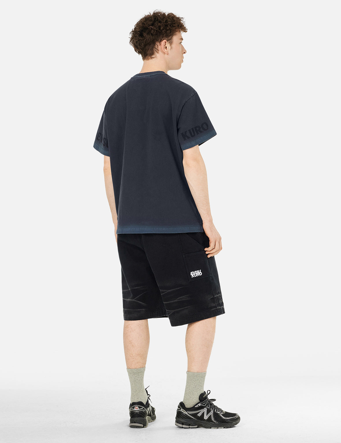 Seagull and Logo Print Washed Relax Fit T-Shirt