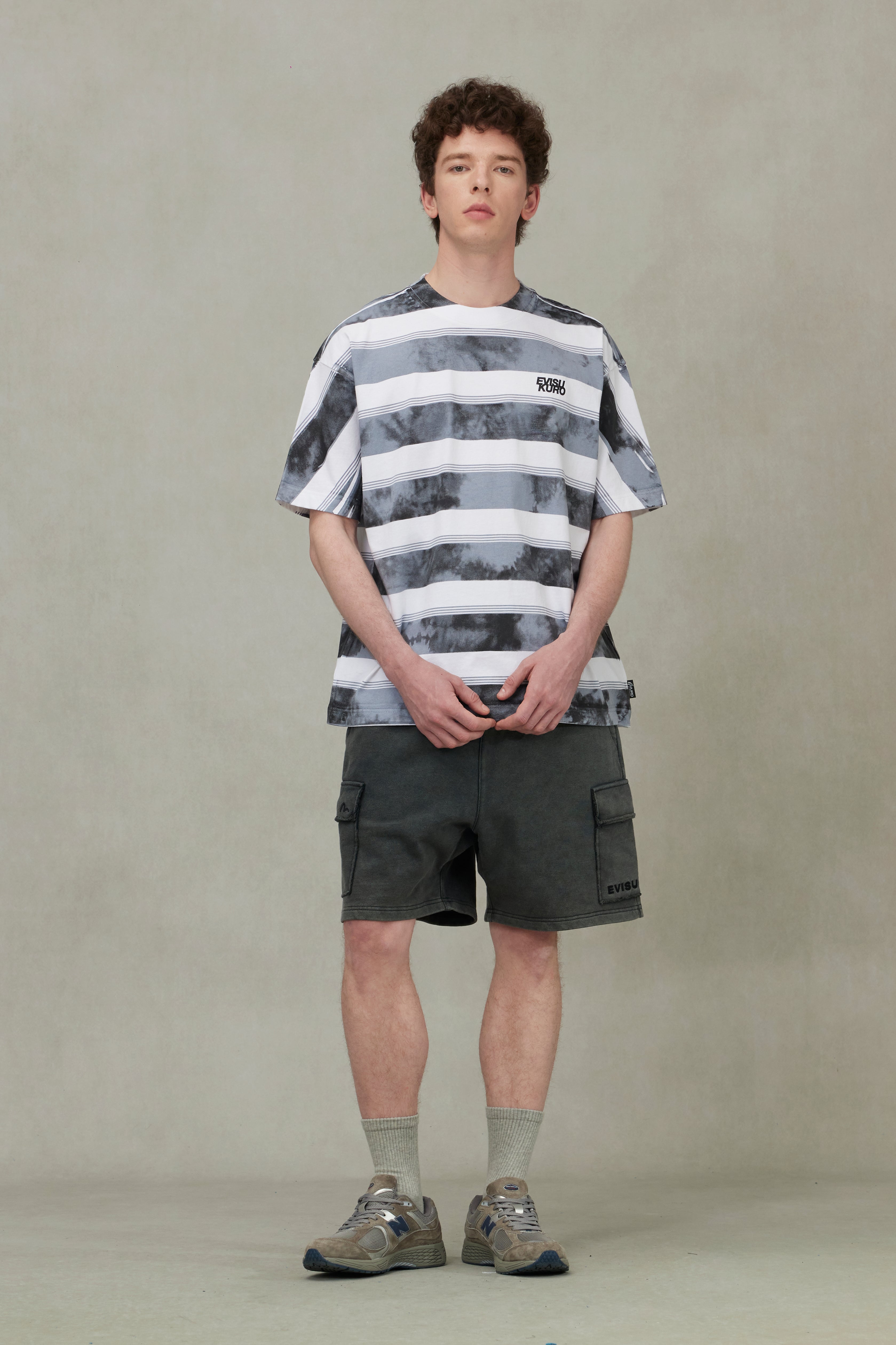 Washed Tie-Dye Stripe Loose Fit T-shirt