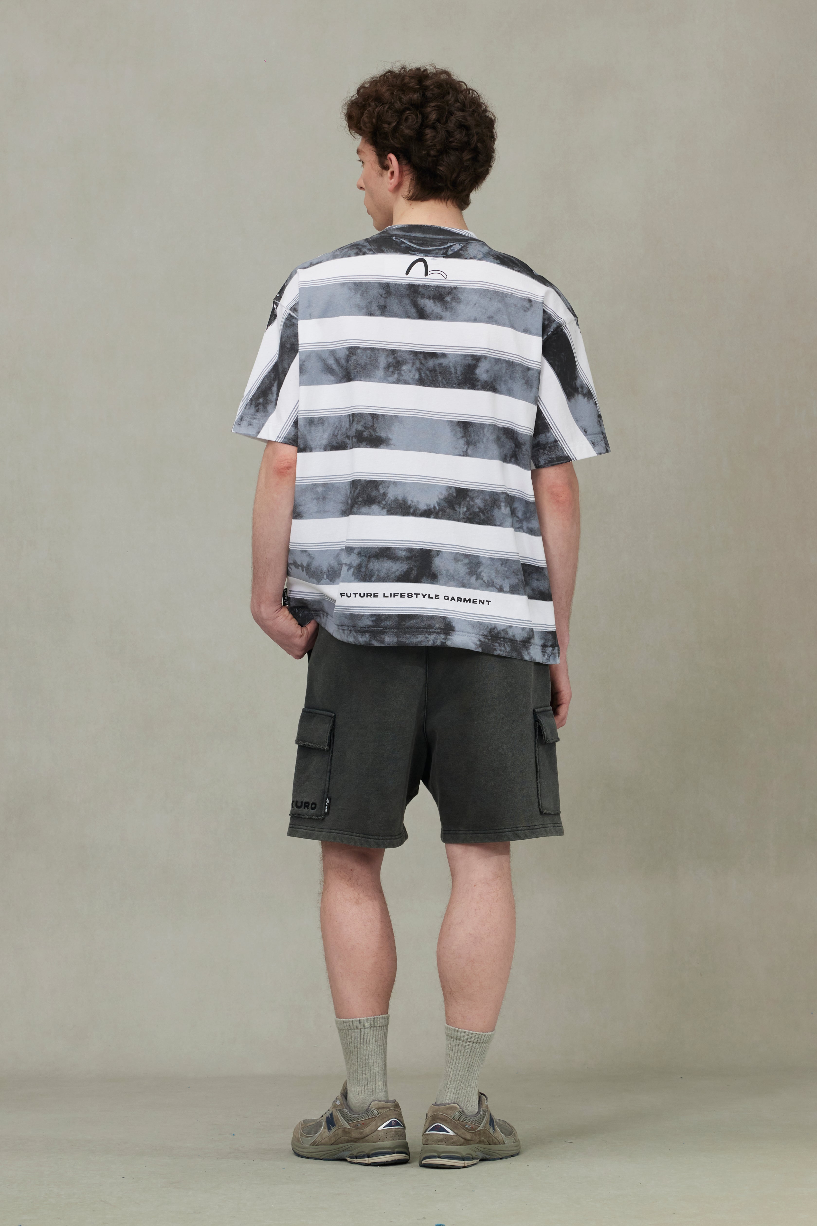 Washed Tie-Dye Stripe Loose Fit T-shirt