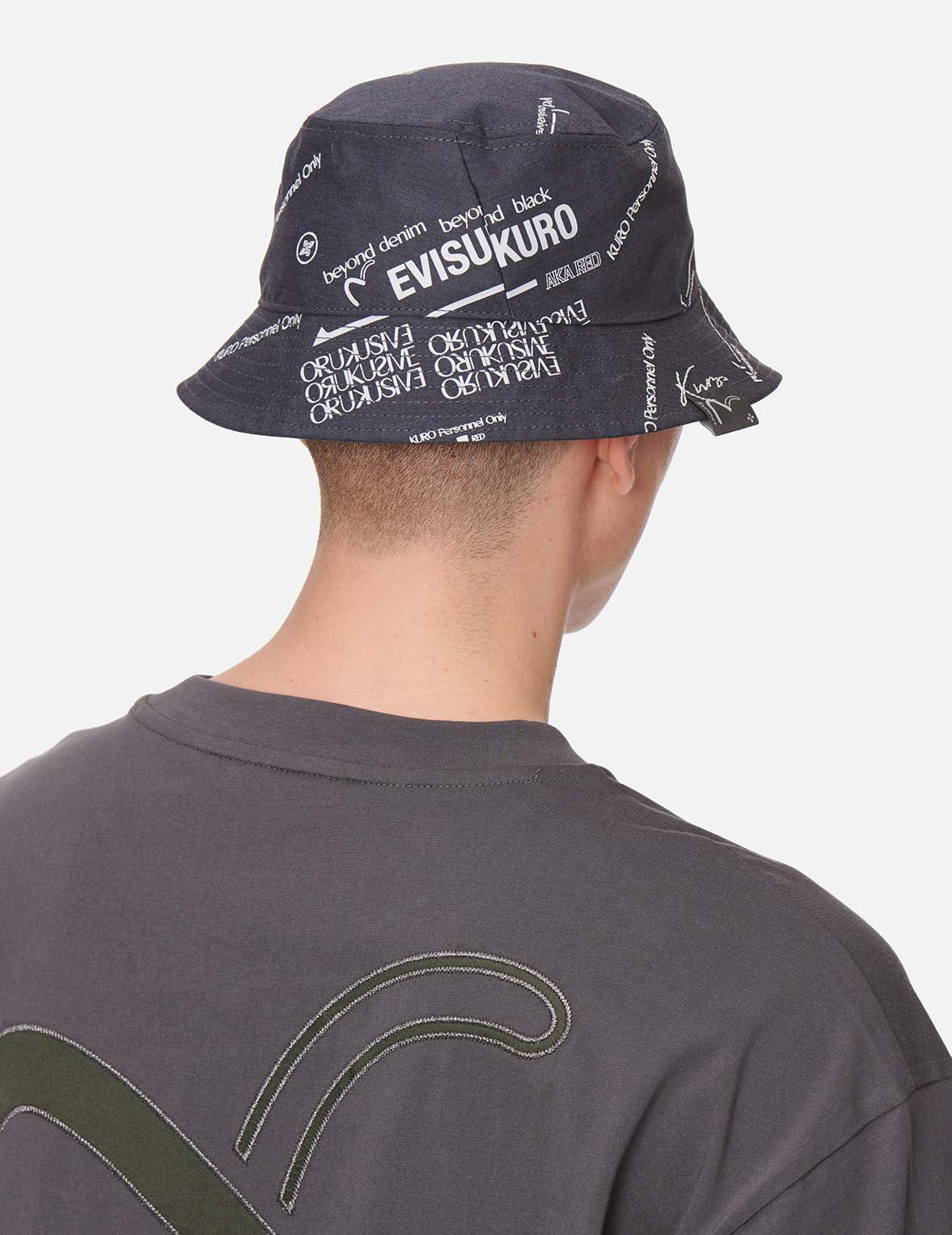 Slogan Embroidered and Logo Print Bucket Hat