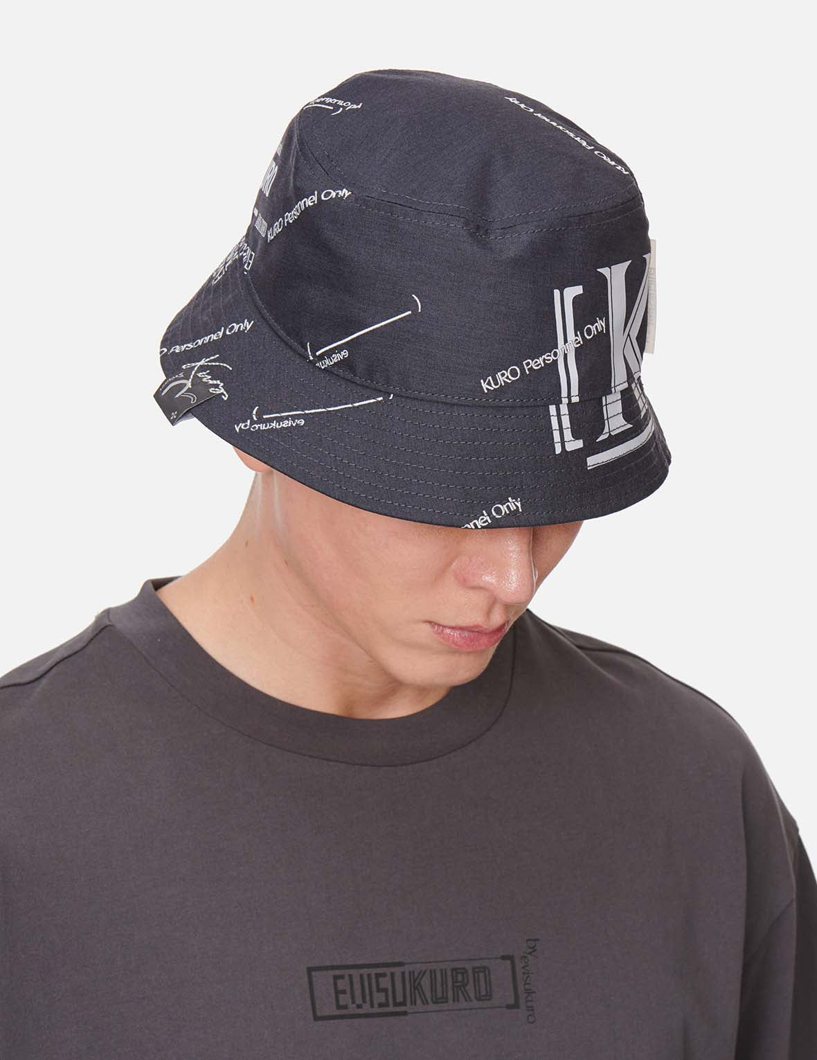 Slogan Embroidered and Logo Print Bucket Hat