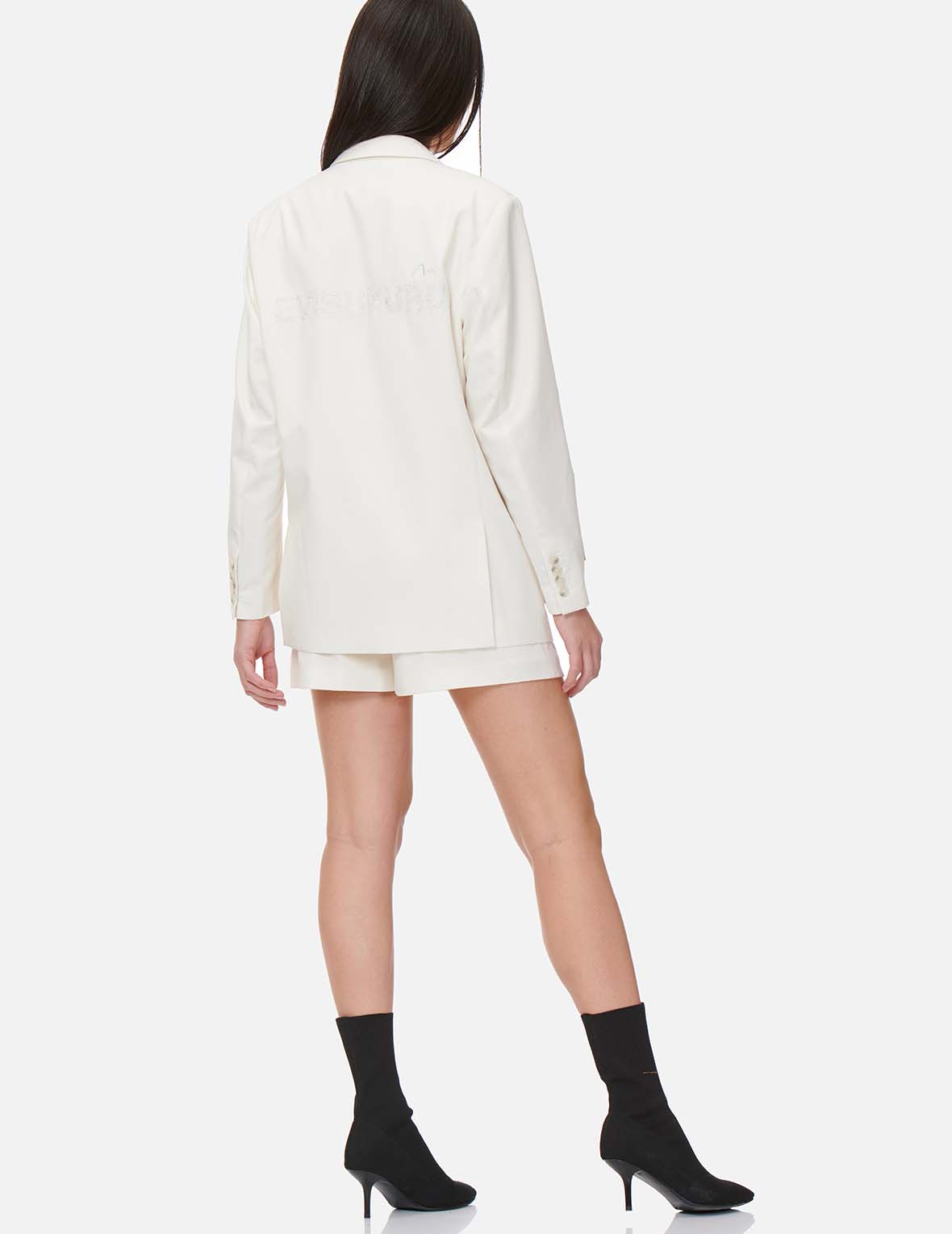 Partial Leather Buckle Belt Shorts
