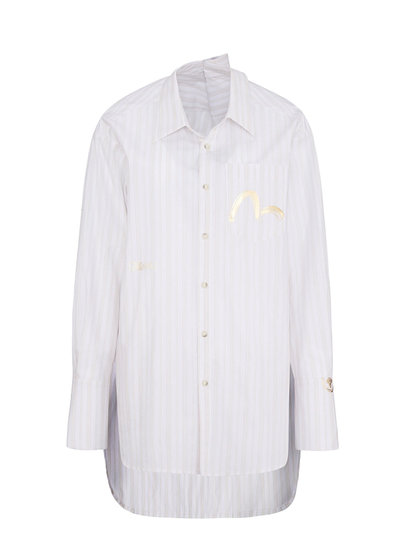 Drape Collar Pinstripe Shirt