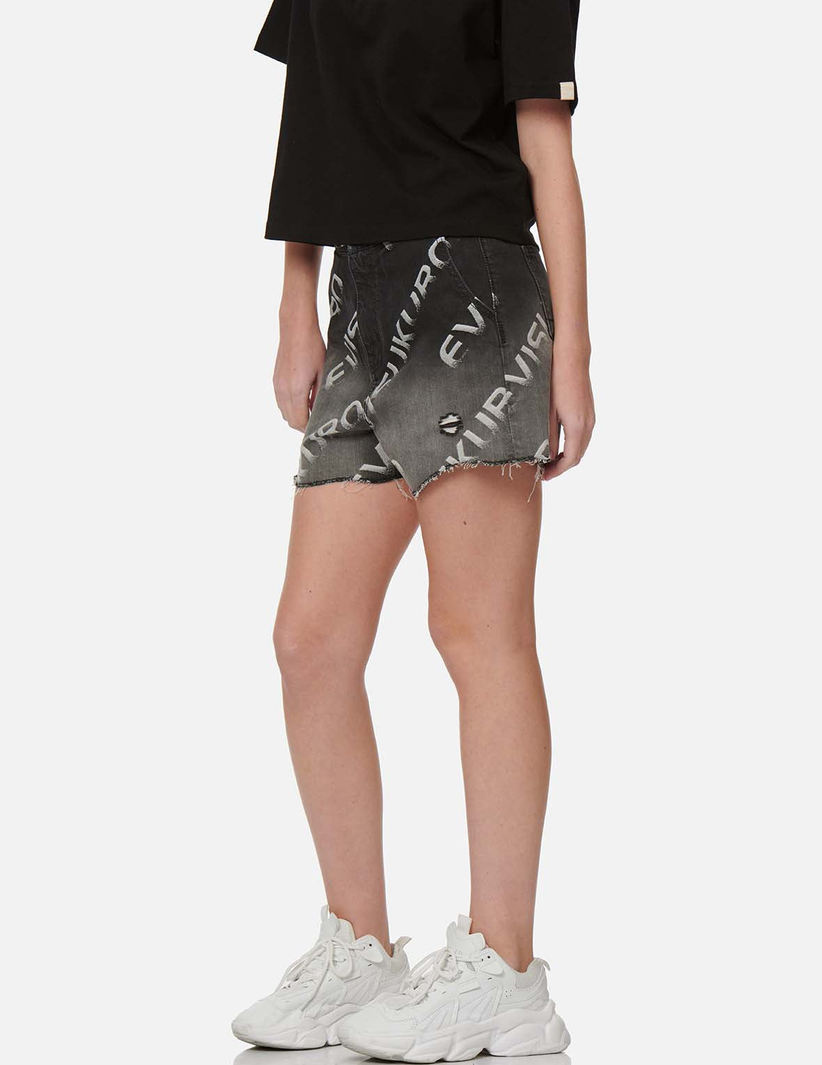 Logo Jacquard Degrade Denim Shorts
