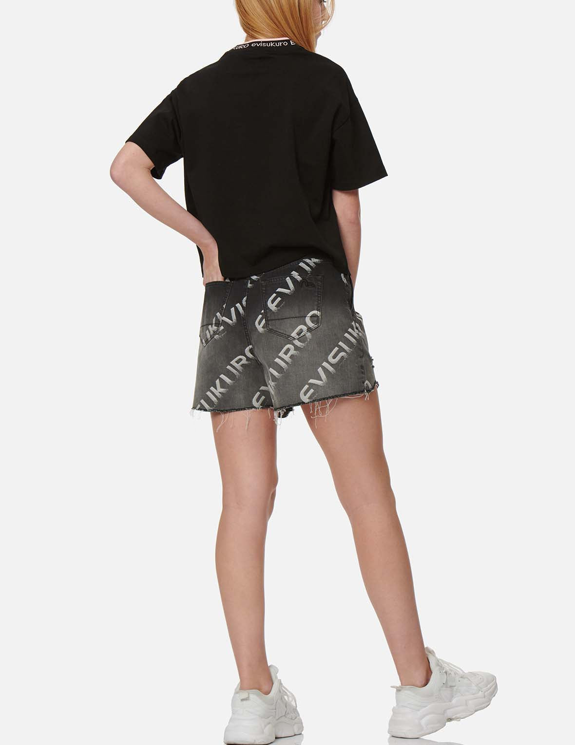 Logo Jacquard Degrade Denim Shorts