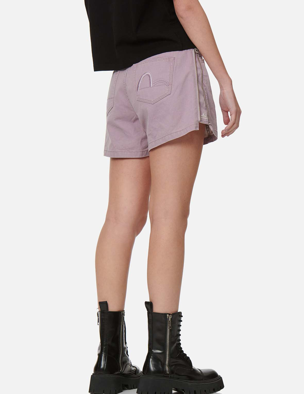 Pigment-dyed Shorts with Side Zippers