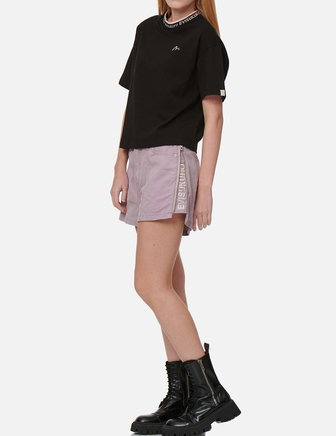 Pigment-dyed Shorts with Side Zippers
