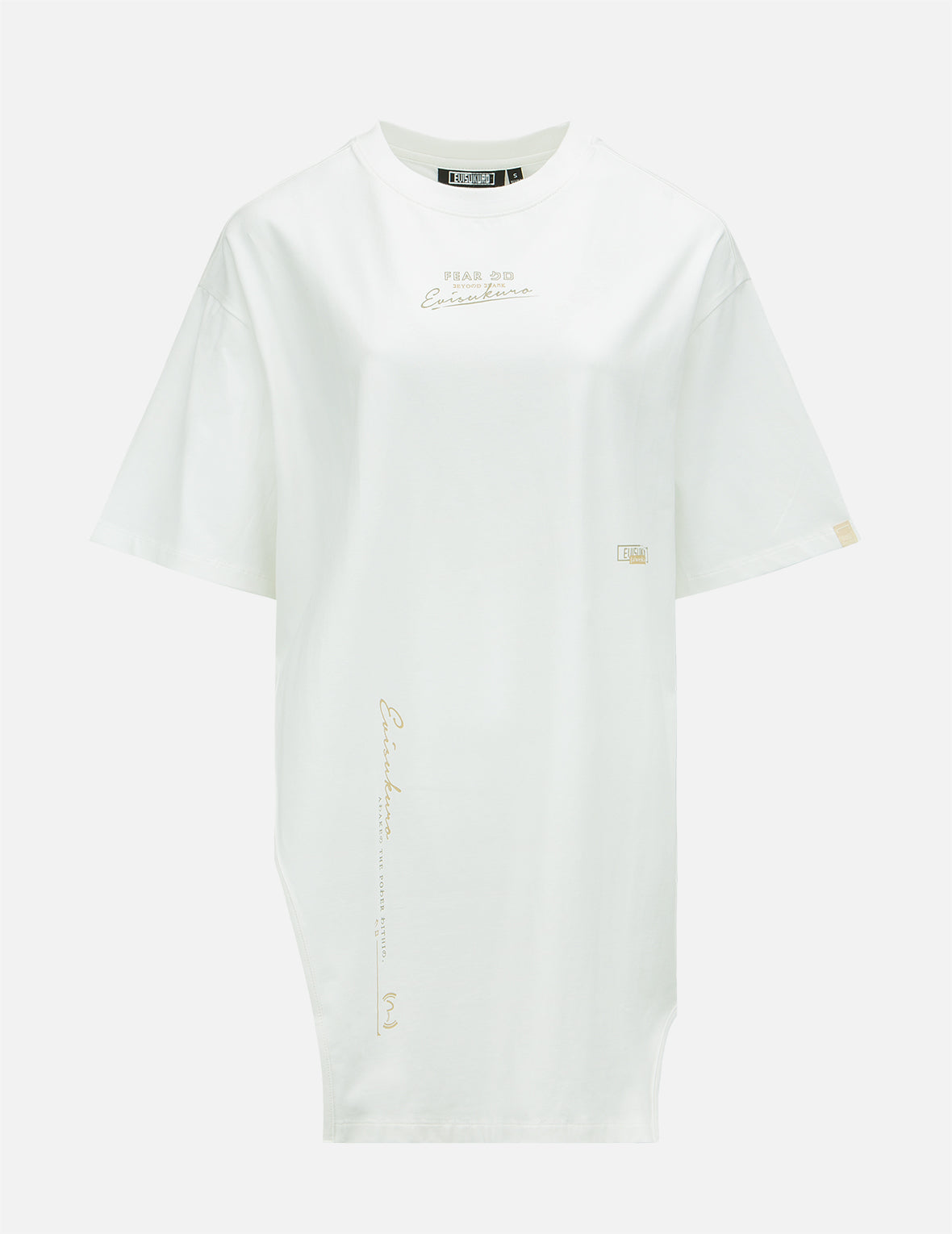 Multi Logo Foil Print Asymmetric T-Shirt