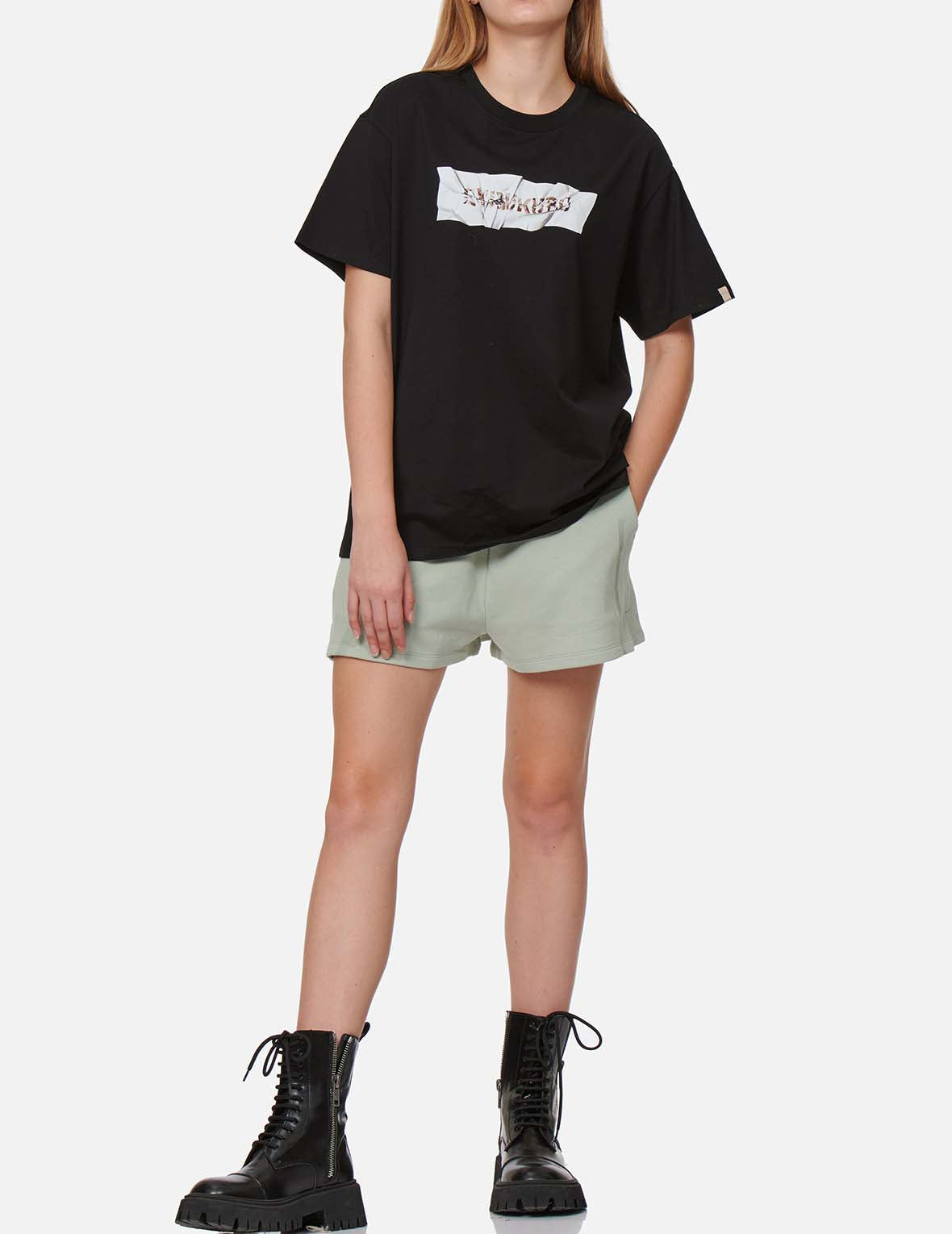 Crinkled Box Logo Print T-Shirt
