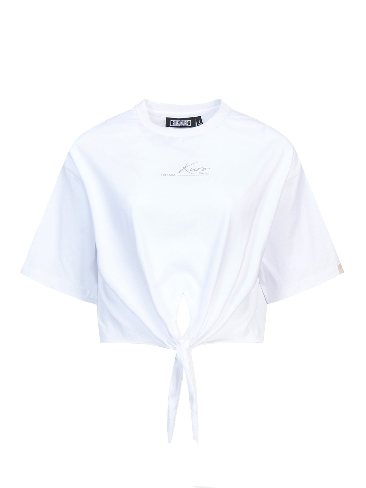 Logo Print Tie Front Drop-shoulder T-shirt
