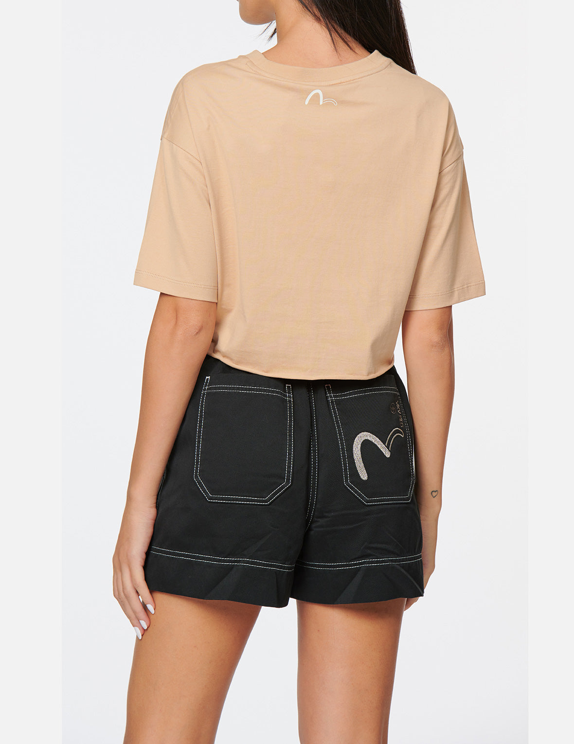 Logo Print Tie Front Drop-shoulder T-shirt