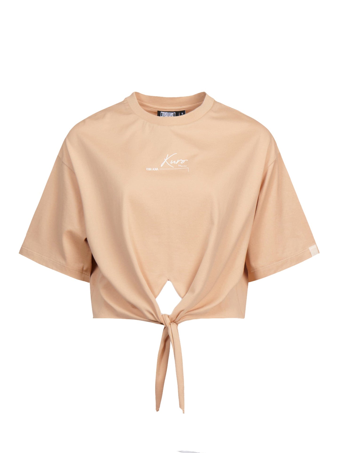 Logo Print Tie Front Drop-shoulder T-shirt