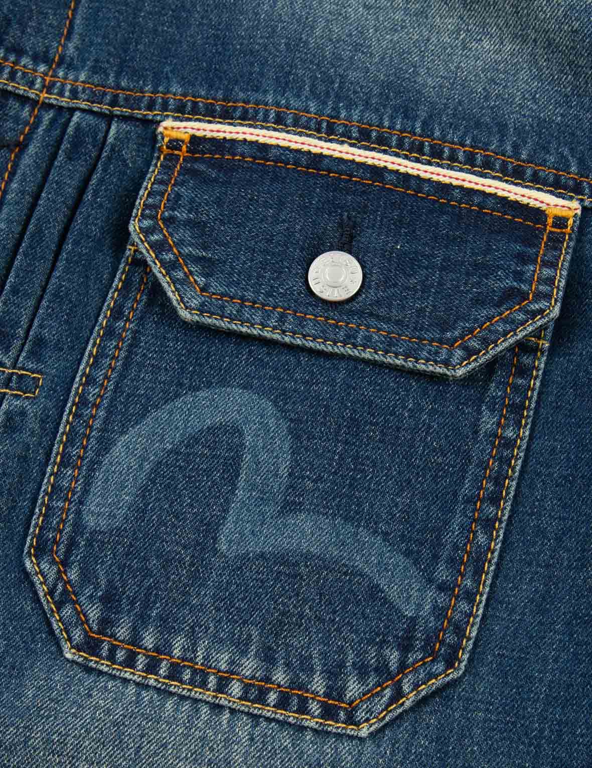 Daicock Discharged Print and Stitching Denim Jacket