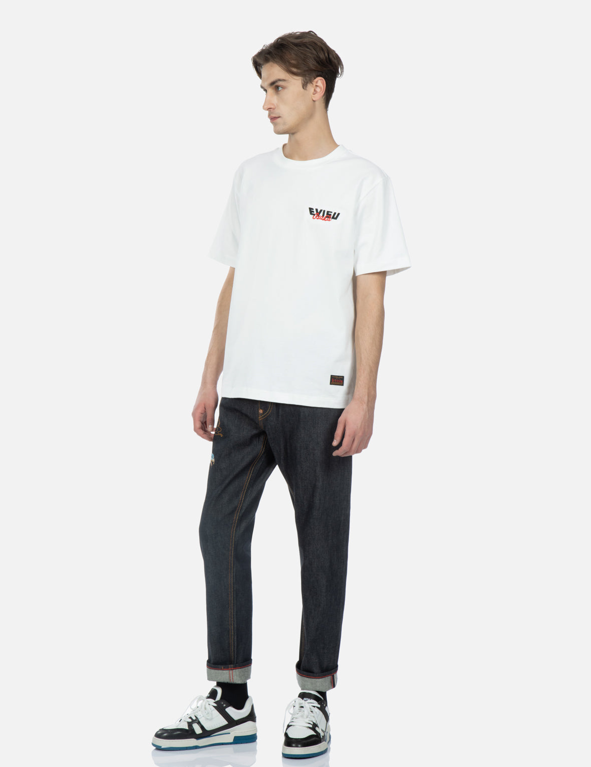 Seagull and Eagle Embroidery Cropped Taper Fit Jeans #2017