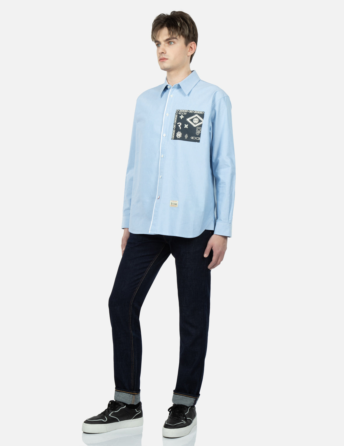 Nomadic-pattern Seagull Appliqué Oxford Shirt