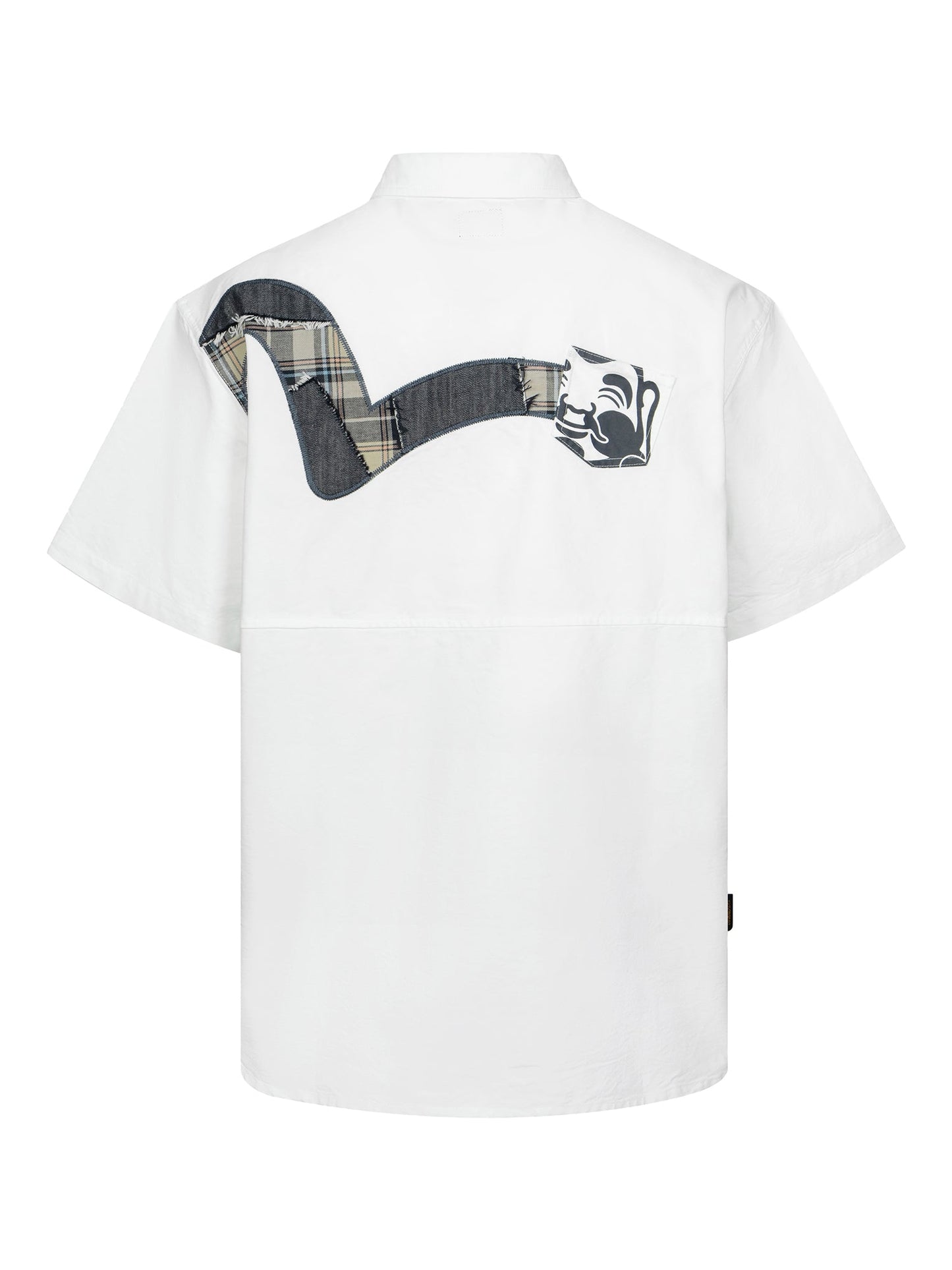 Godhead Print and Patchwork Seagull Loose Fit Shirt