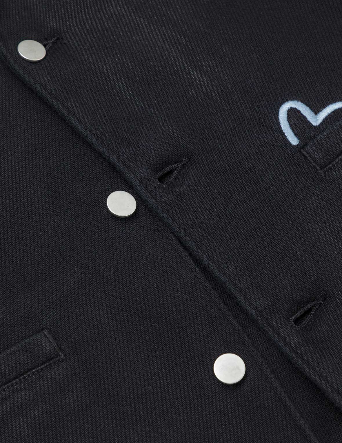 Seagull and Logo Embroidery Relax Fit Denim Blazer