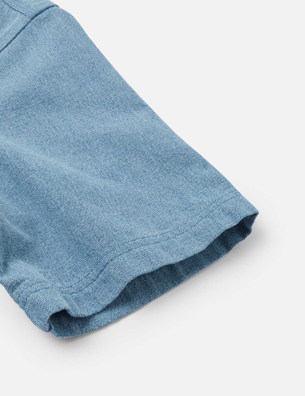 Panel Design Fashion Fit Denim Short-Sleeves Shirt