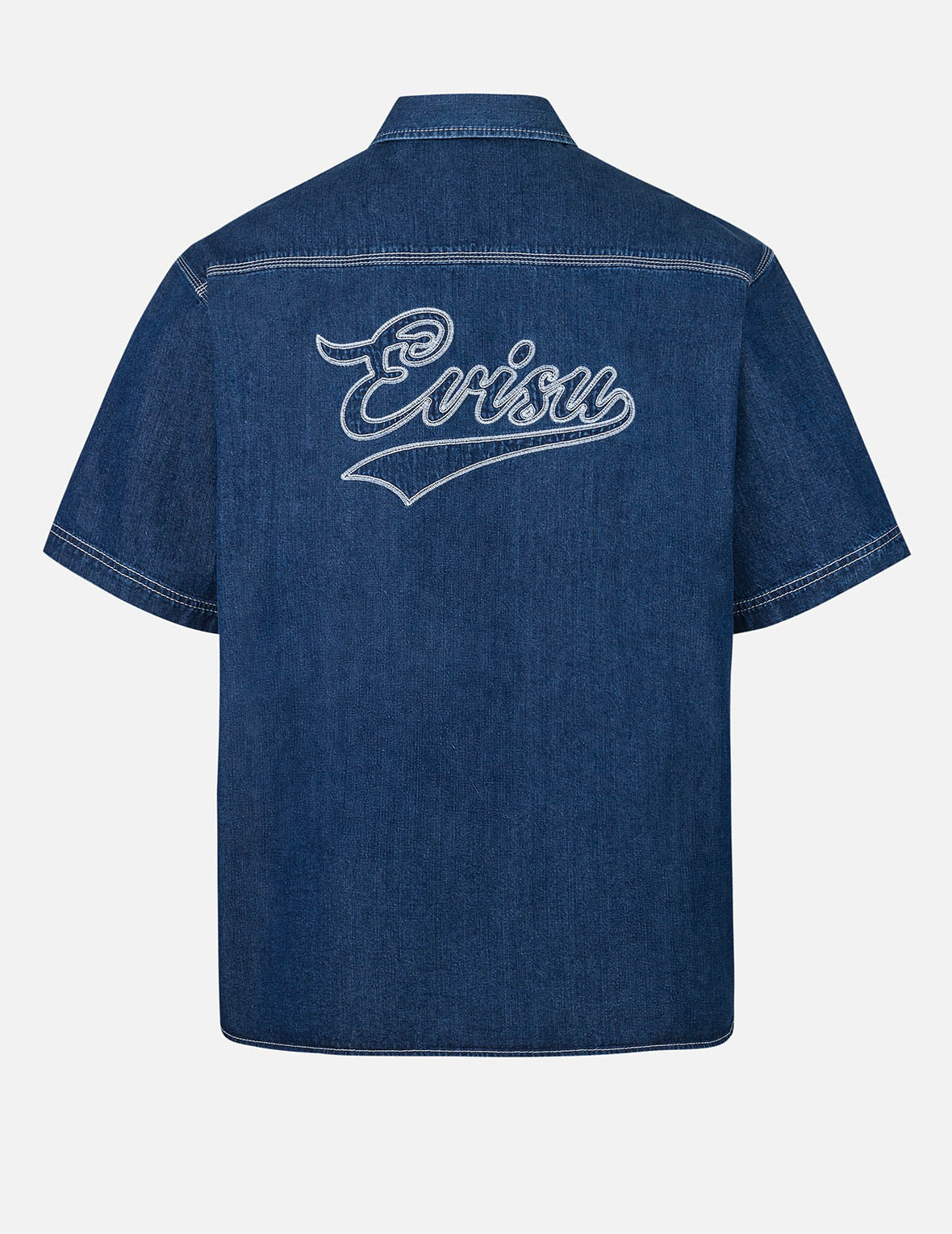 Logo Embroidery Fashion Fit Denim Short-Sleeves Shirt