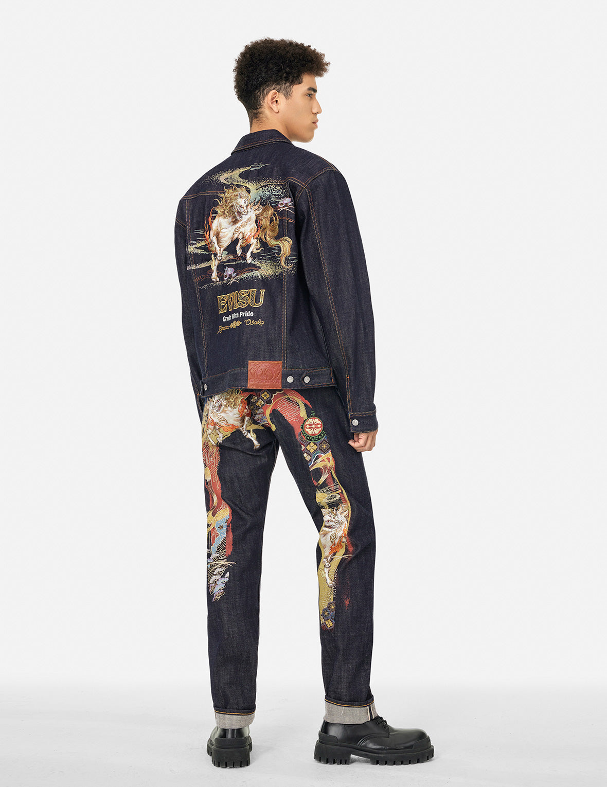 Hakutaku Embroidery Relax Fit Denim Jacket