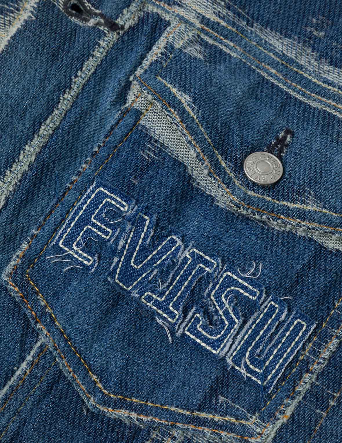 Distressed Logo and Seagull Embroidery Relax Fit Denim Jacket